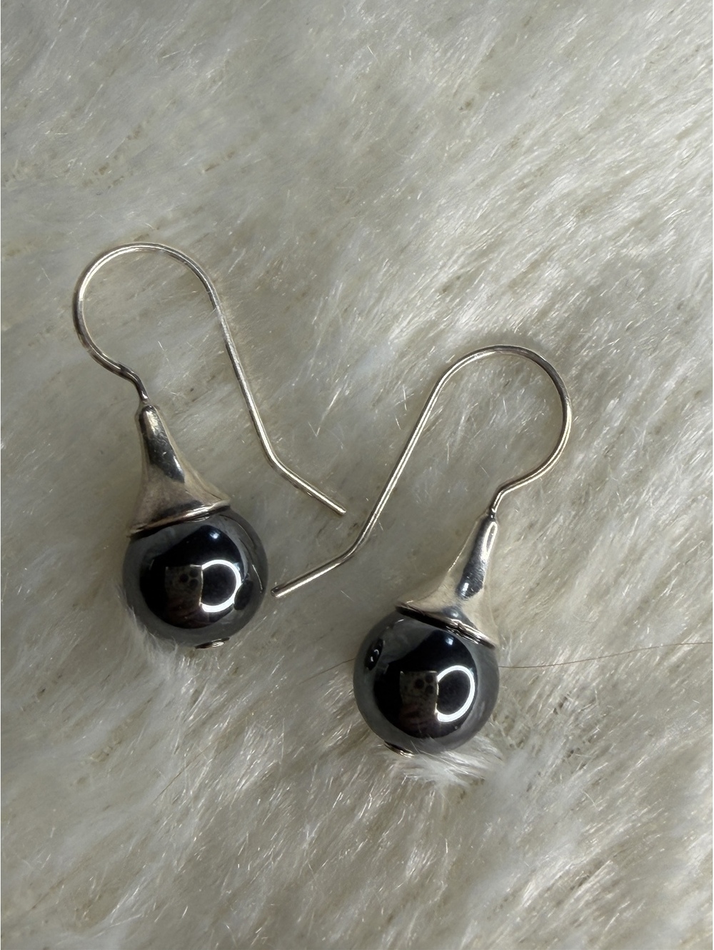 Vintage Silpada Sterling Silver Hematite Bead Drop Earrings W0680 Retired